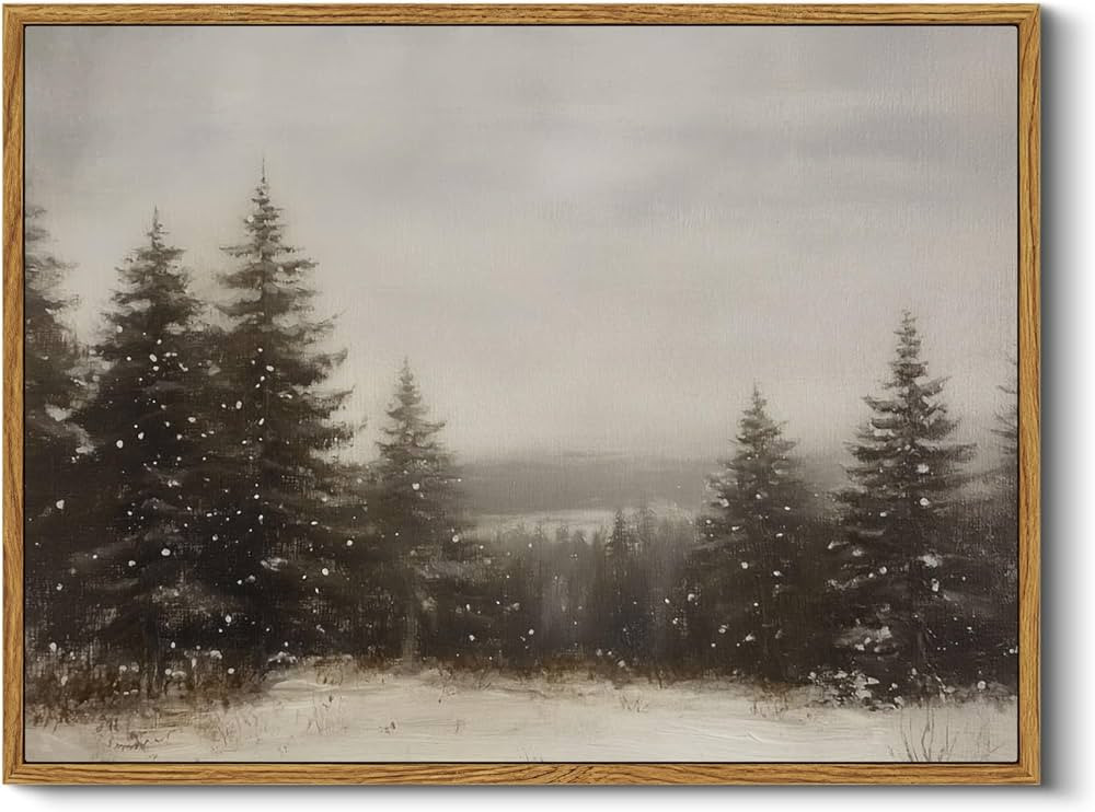 InSimSea Framed Canvas Wall Art, Winter Christmas Decor, Living Room Pine Tree Forest Decor, Natu... | Amazon (US)
