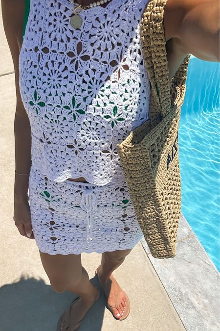 Summer outfit 🤍 wearing size small top and size small skirt 

Matching set 
Beach cover up 
Beach outfit  
Pool outfit 
Vacation outfit 

#LTKStyleTip #LTKSeasonal #LTKFindsUnder100