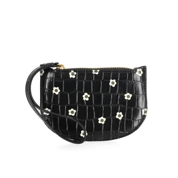 Free Assembly Women's Wristlet Wallet, Croco Black Print | Walmart (US)
