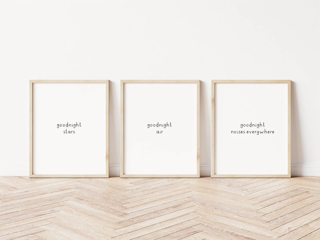 Minimal Goodnight Moon Nursery Wall Art Quote, Set of 3, Printable Digital Download - Etsy | Etsy (US)