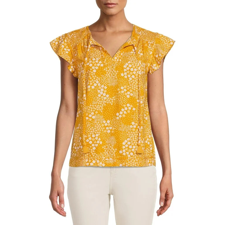 Time and Tru Women's Flutter Sleeve Top | Walmart (US)