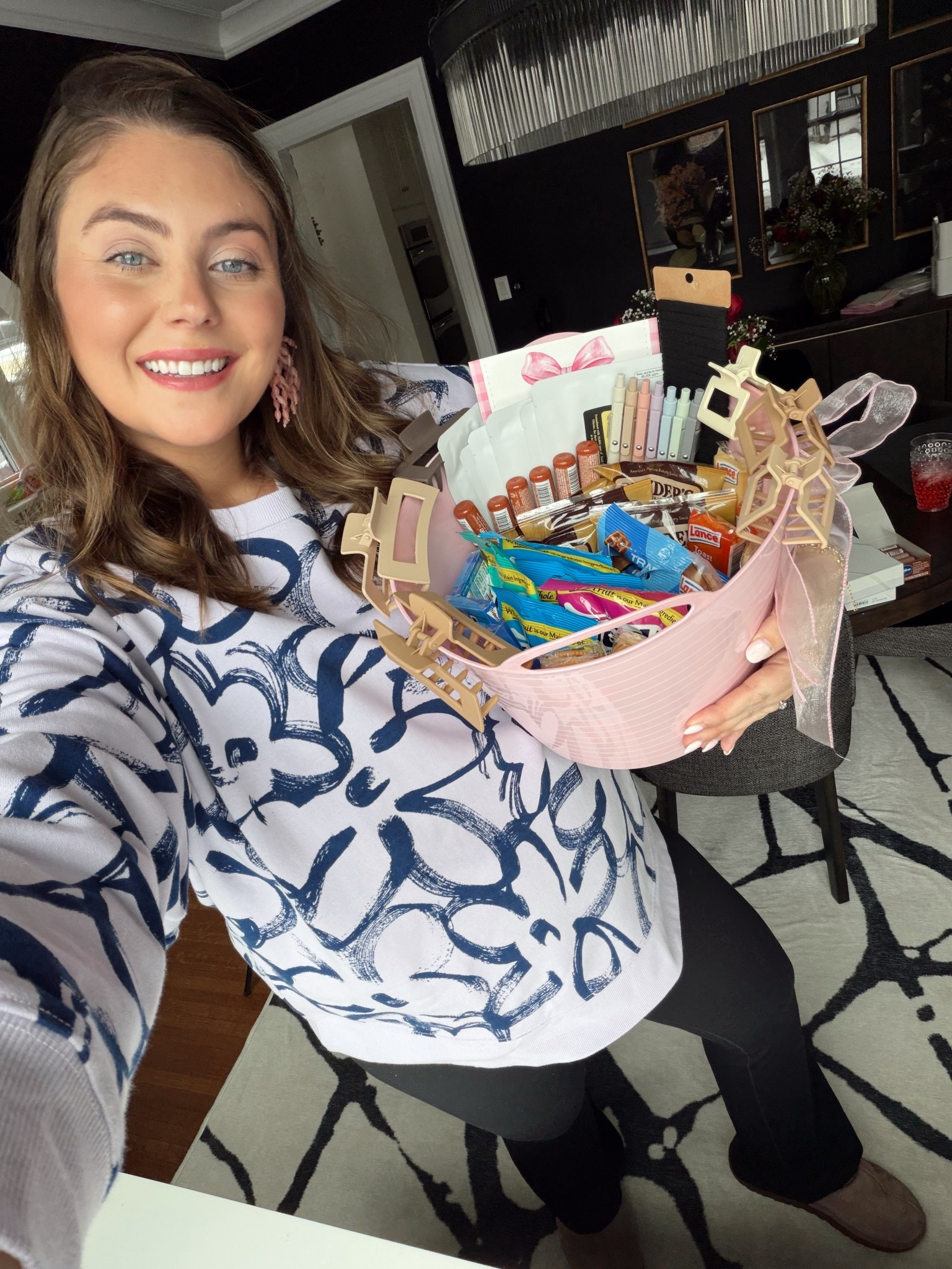 Getting our nurse baskets ready! Wearing size 2X in crewneck, XL in leggings. 

#LTKBump #LTKmomlife #LTKMidsize