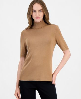 Anne Klein Women's Half-Sleeve Turtleneck Sweater - Cherry Blossom | Macy's