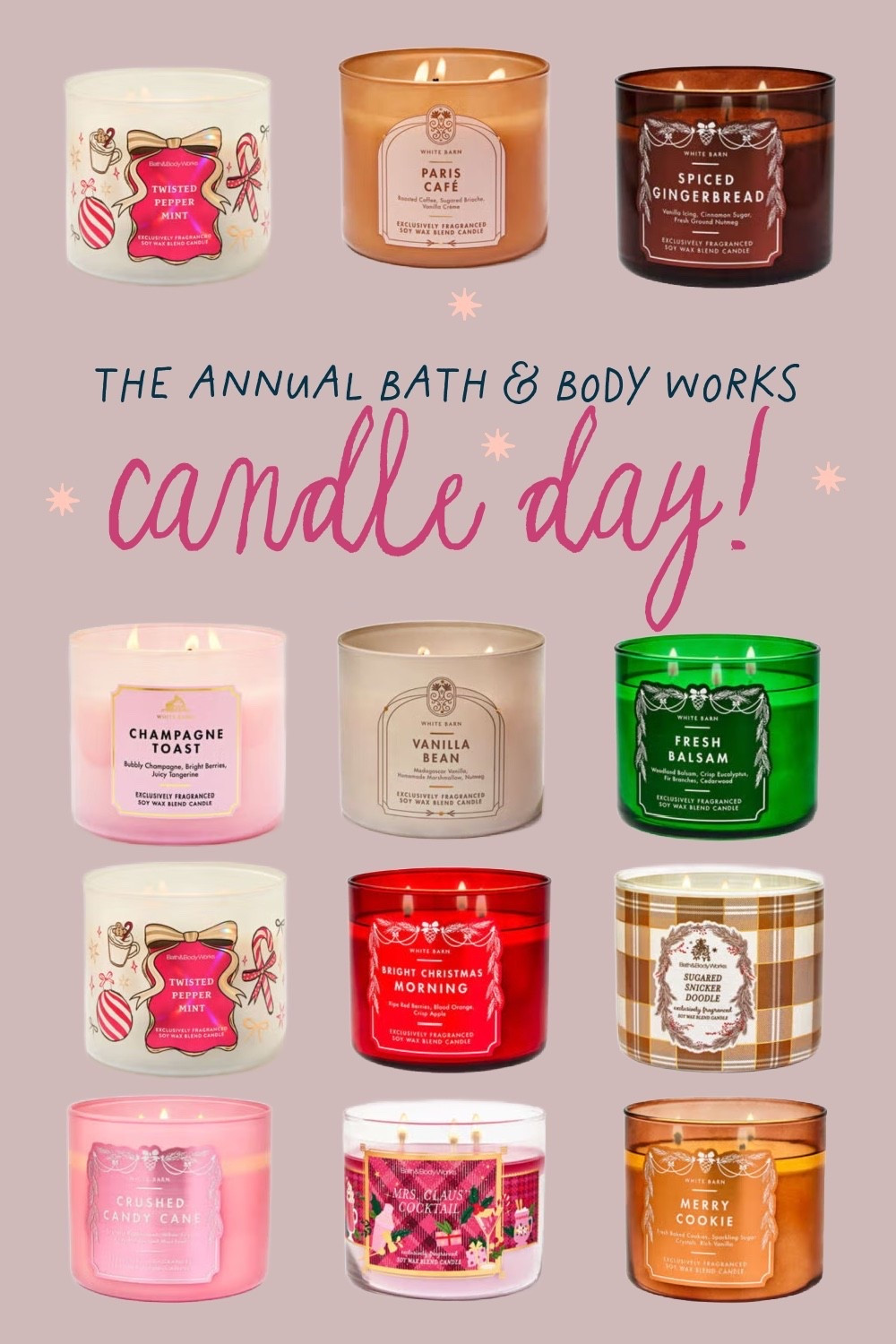 Bathing & Body Works Candle Day happens one time a year! ✨ $9.95 3-wick candles ! 👏🏻 I ordered a few for gifts!

#LTKGiftGuide #LTKSeasonal #LTKHoliday