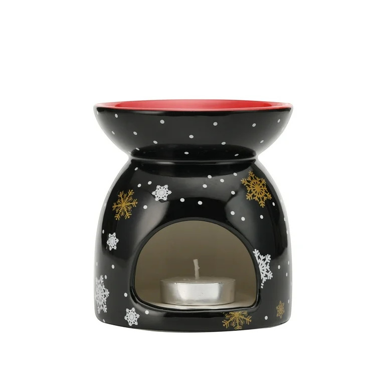 Black Paper Party Chritmas Ceramic Tealight Warmer, Santa Moon Design | Walmart (US)