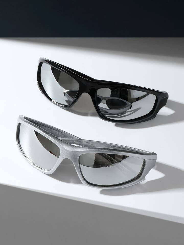 2pcs Y2K Style Color Block Sports Sunglasses For Men And Women, Suitable For Outdoor Cycling | SHEIN