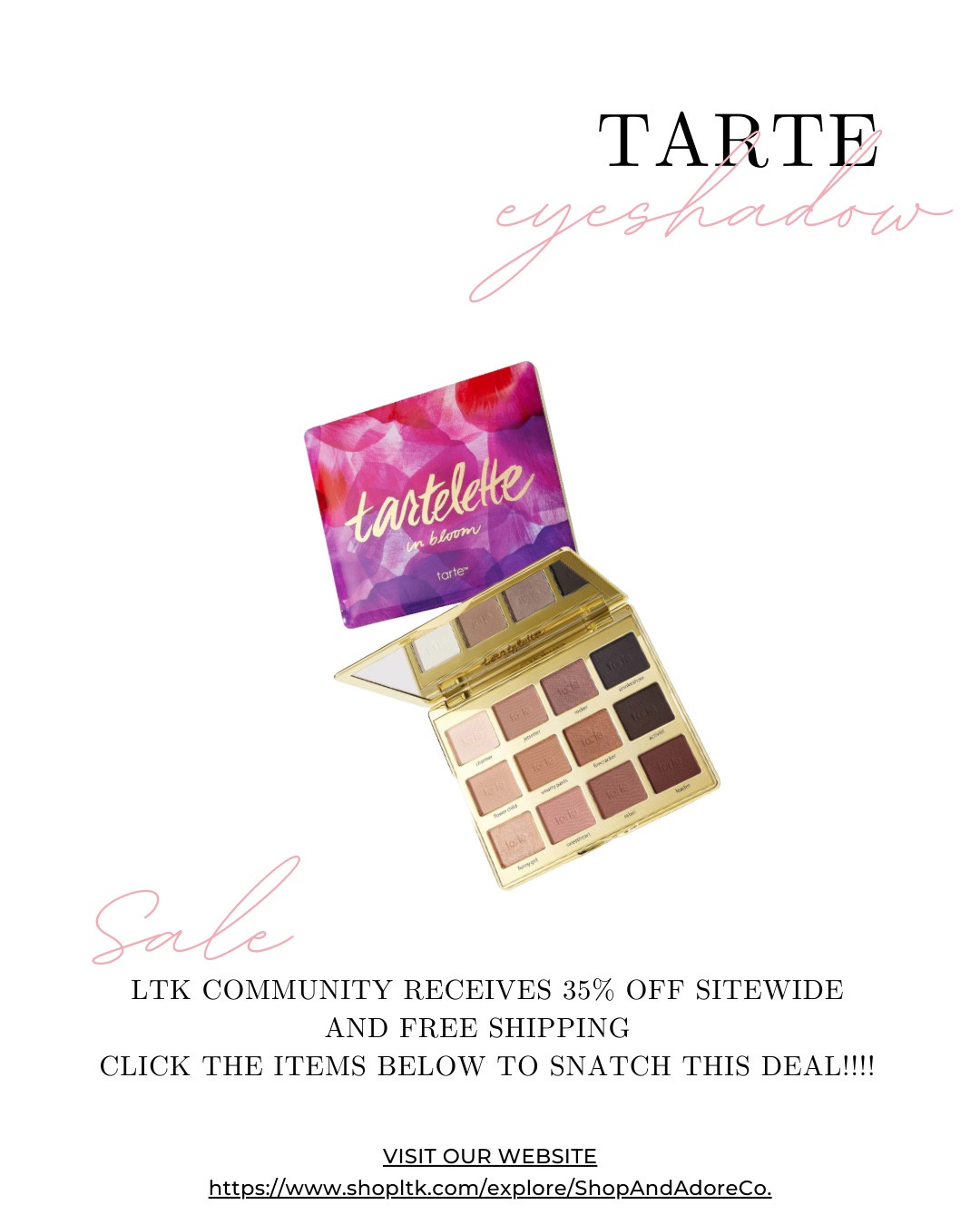 The beauty deal of the season ✨

During the LTK Spring Sale, you can get 35% off @Tarte !

⚠️ The code is ONLY available through LTK, so you have to click my LTK to unlock the discount.

Trust me… these are my holy grail products.
Comment “SALE” and I’ll send you the LTK link 

beauty influencer, tarte favorites, beauty routine, makeup saleFinds #TarteMakeup  #BeautyInfluencer #LTKCreator 

#LTKBeauty #LTKSpringSale #LTKSpringSale #LTKSaleAlert #LTKBeauty