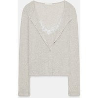 Zara - Lace Trimmed Combination Jacket And Top - Sand / Marl - S - Woman | Zara UK