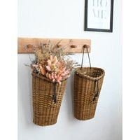 Set Of 2 Door Baskets, Flower Basket, Hanging Wicker Door Basket, Wall Front Decor | Etsy (US)