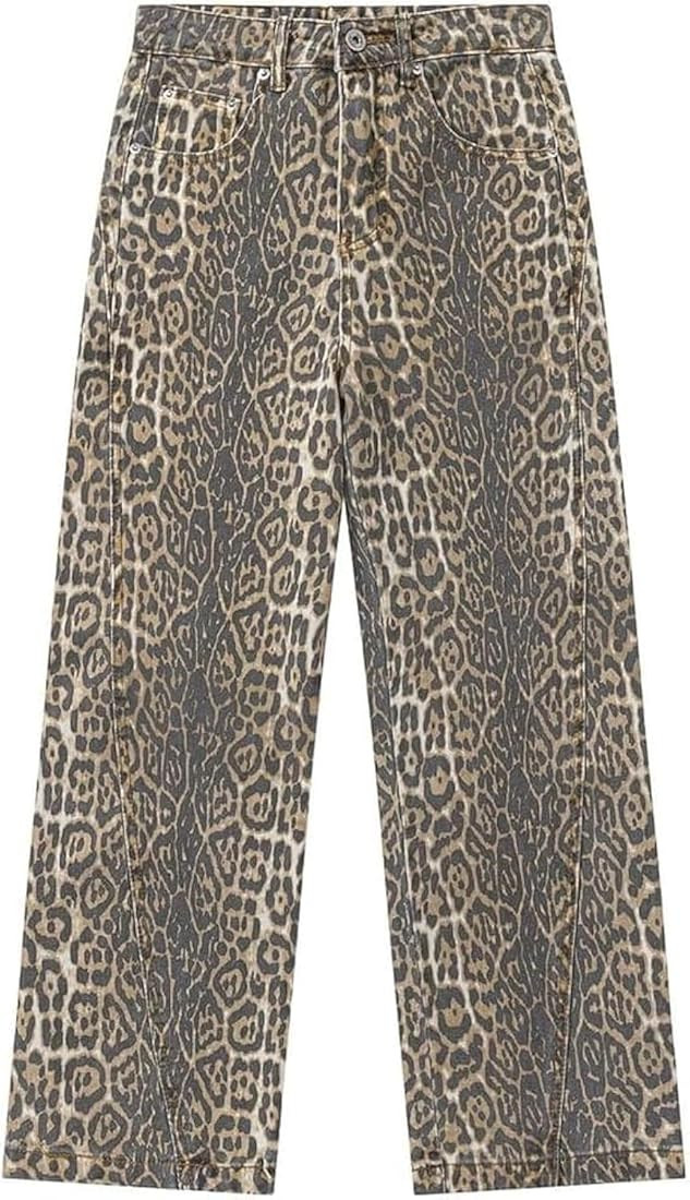 Cheetah Jeans Y2k Jeans Leopard Print Jeans Vintage Baggy Wide Leg High Waisted Oversized Cheetah... | Amazon (US)