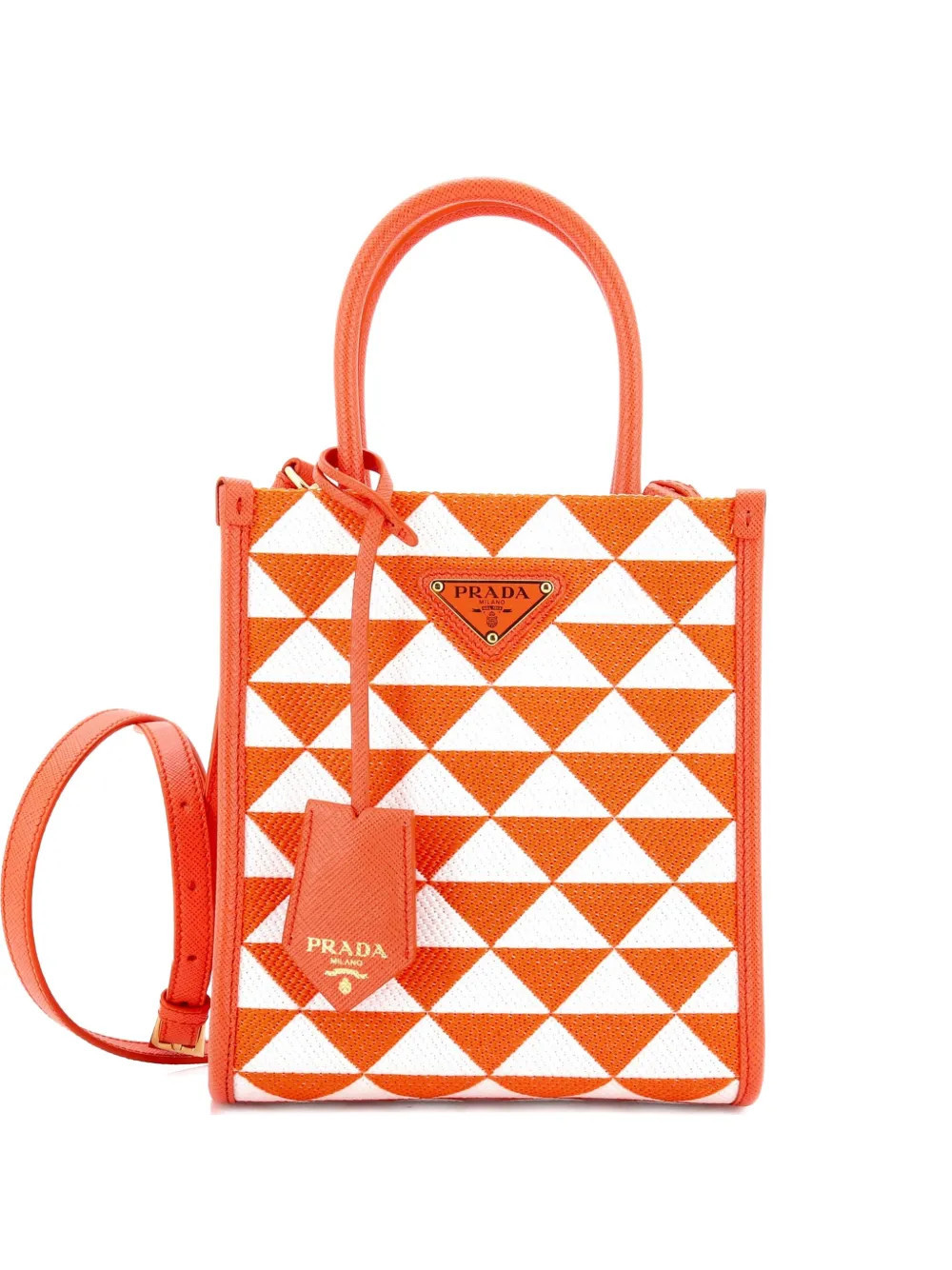 Prada Pre-Owned Symbole Shopper Tote Jacquard Mini crossbody bag - Orange | Farfetch Global