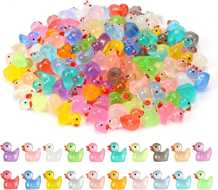 Mini Ducks 100 Pack Resin Tiny Ducks Luminous Animal Glow in The Dark Tiny Toys for Garden Aquari... | Amazon (US)