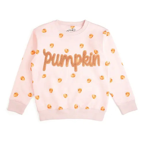 Sweet Wink Pumpkin Stitch Patch Sweatshirt in Soft Pale Pink at Nordstrom, Size 5 | Nordstrom