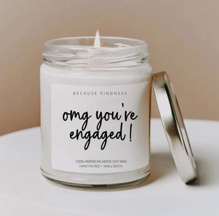 OMG you’re engaged! Candle by KindnessDecor

Bride to be | engaged | personalized gift | bride to be | wedding planning | gift for bride | bridal gift | wedding gift | bridal shower | bachelorette 

#LTKstyletip #LTKhome #LTKwedding