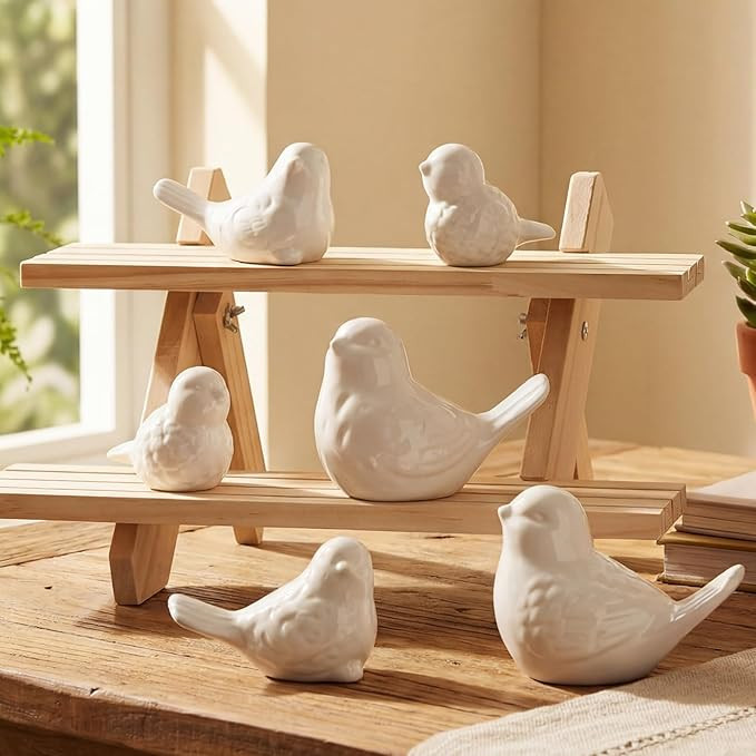 Remerry 6 Pcs White Ceramic Birds Figurines 3 Sizes Home Decor Trinkets for Shelf Decor Gift for ... | Amazon (US)