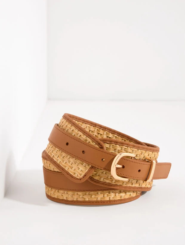 Woven Raffia Leather Belt | Talbots