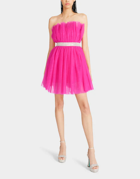 BETSEYS BLING TULLE DRESS HOT PINK | Betsey Johnson
