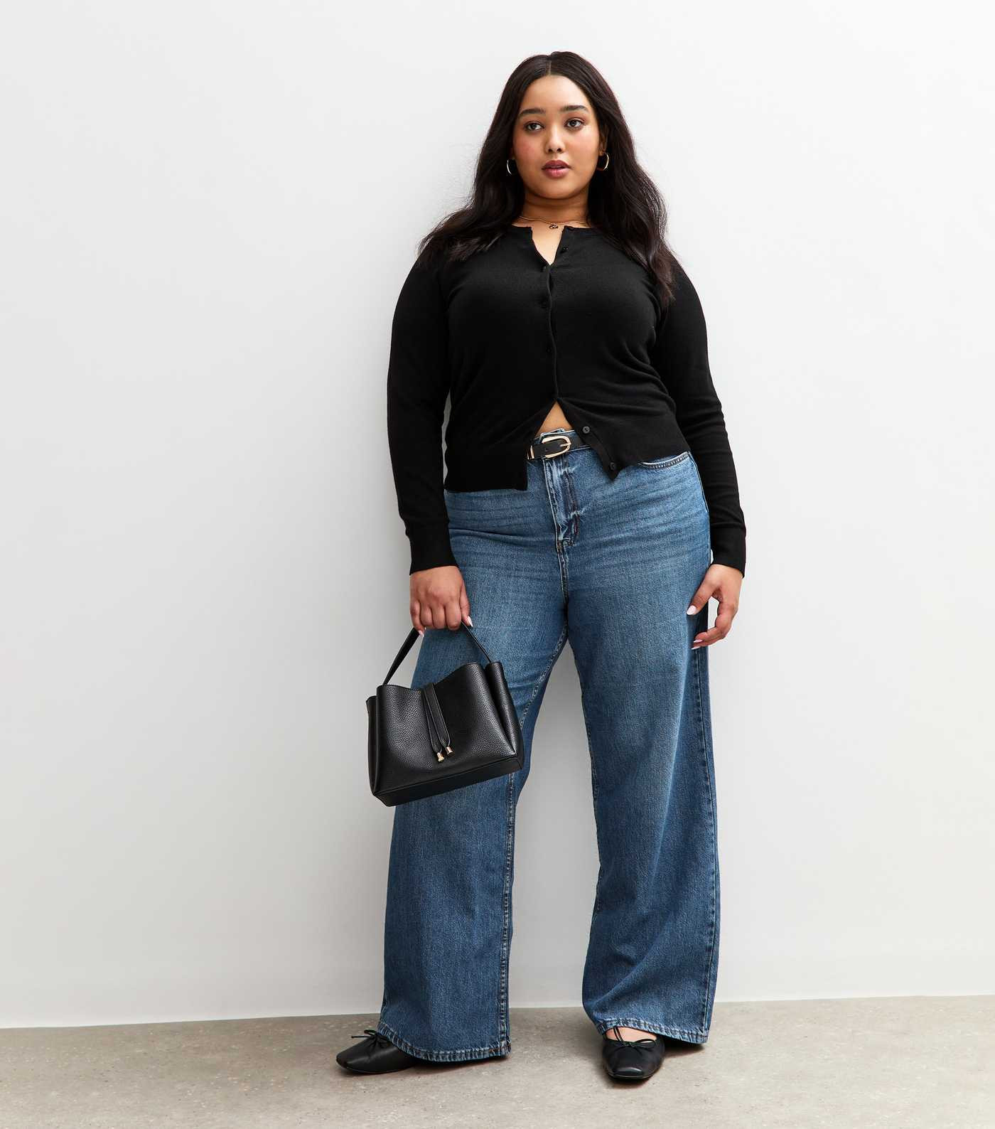 Curves Blue Adalae High Waist Wide Leg Jeans | New Look | New Look (UK)