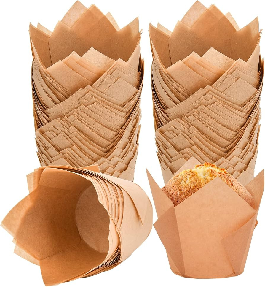 200Pcs Tulip Cupcake Liners Muffin Baking Liners Holders Premium Baking Cups Cupcake Wrappers Chr... | Amazon (US)