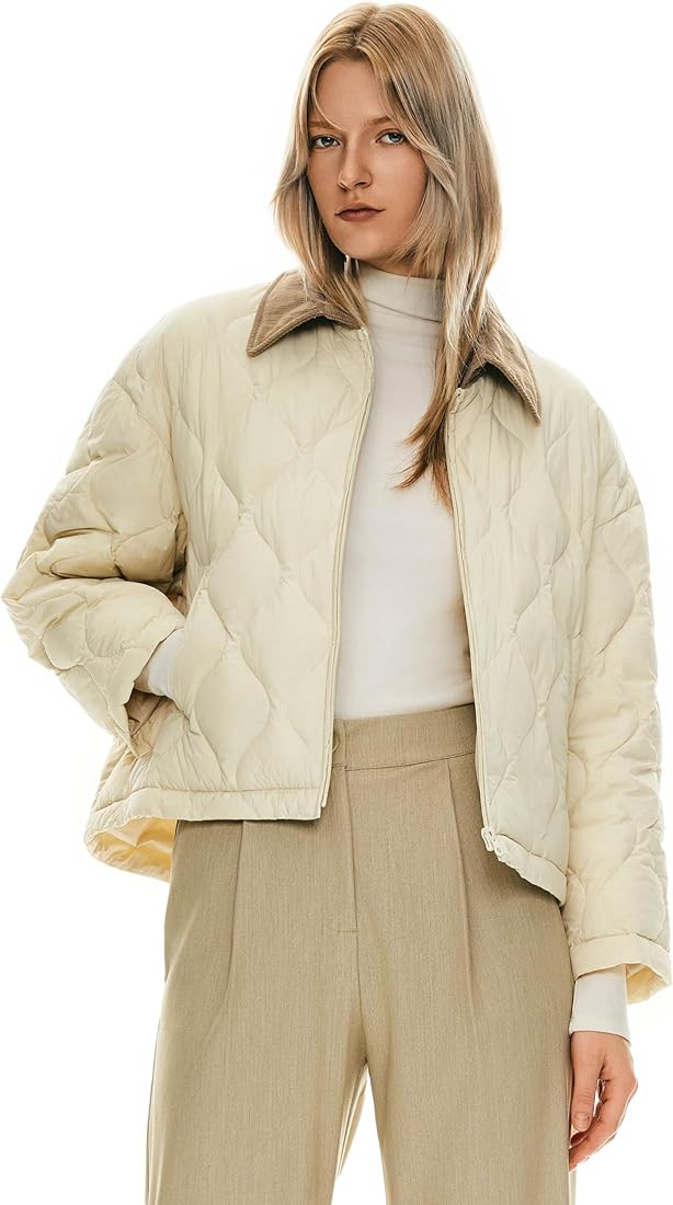 Orolay Women's Lightweight Quilted Jacket Puffer Cropped Down Coat Zip Up Warm with Pockets for F... | Amazon (US)