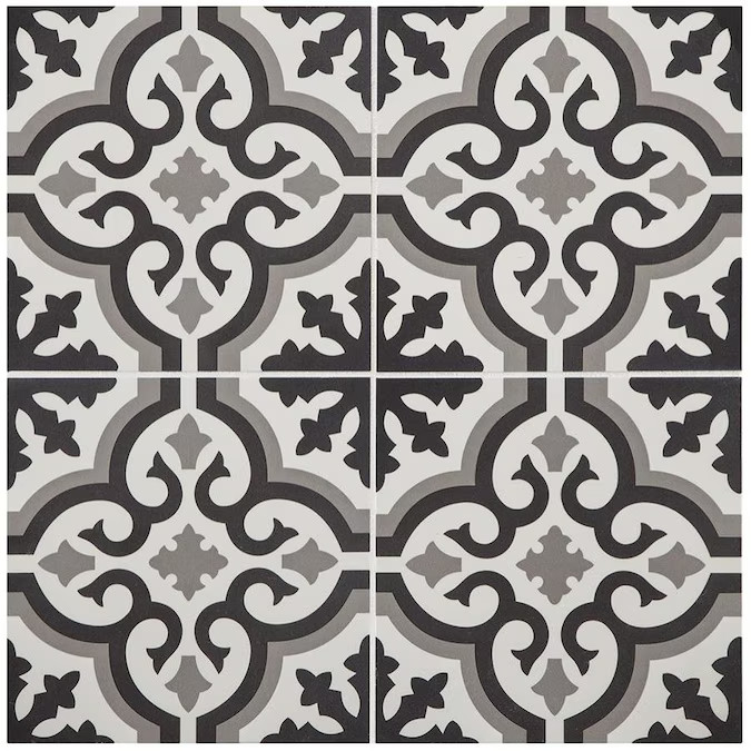Style Selections Charlotte Black and White 9-in x 9-in Groutable Water Resistant Peel and Stick ... | Lowe's