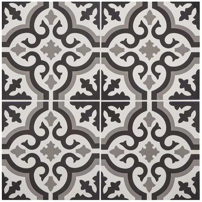 Style Selections Charlotte 9-in x 9-in Groutable Black and White Peel and Stick Vinyl Tile | Lowe's