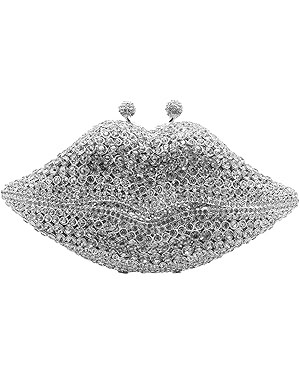 Women Sparkling Lip Evening Bag Rhinestone Clutch Luxury Purse Crystal Clutch for Wedding Party P... | Amazon (US)