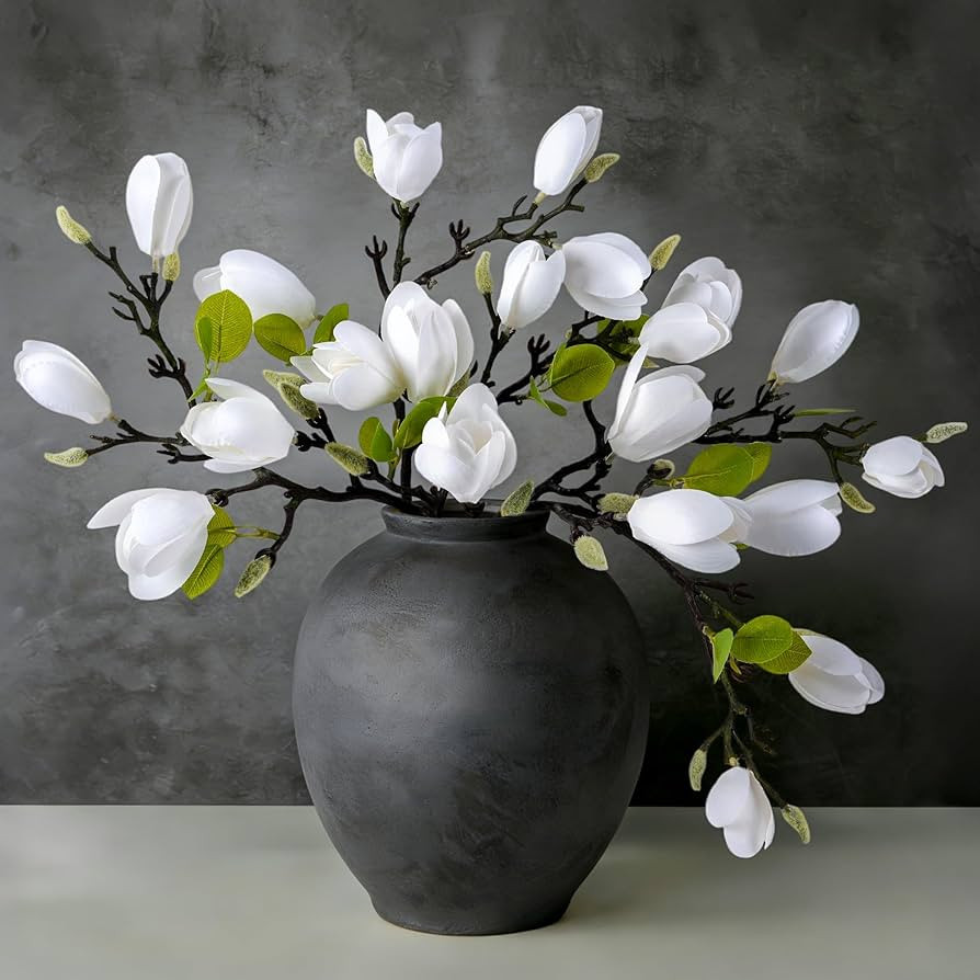 Ivydale Artificial Magnolia Flowers Stems, 5PCS White Fake Flowers Buds, 26" Flora Branches Home ... | Amazon (US)