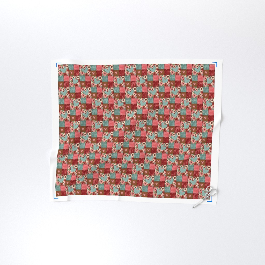 Fabric in Valentine Hearts Patchwork Quilt | Spoonflower