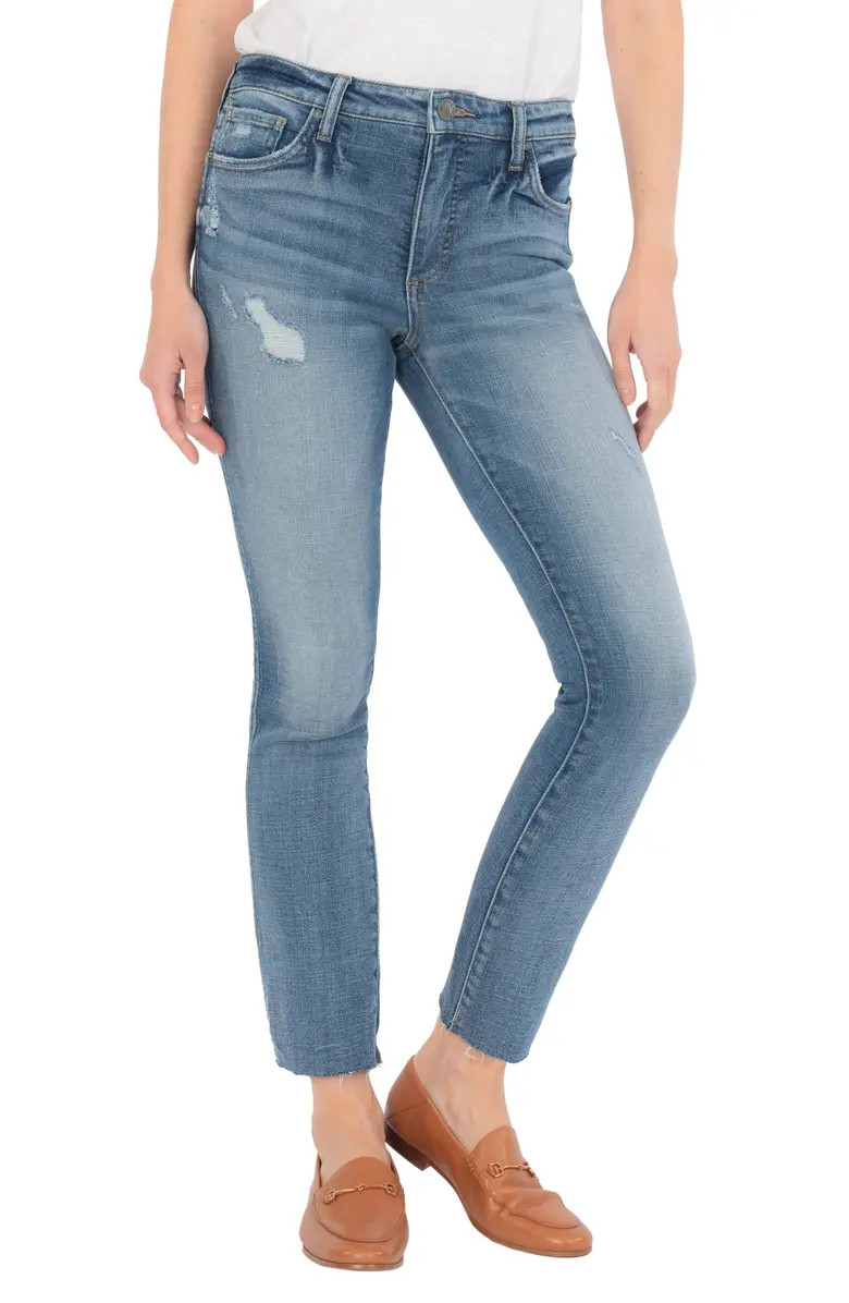 Reese Raw Hem High Waist Ankle Straight Leg Jeans | Nordstrom | Nordstrom