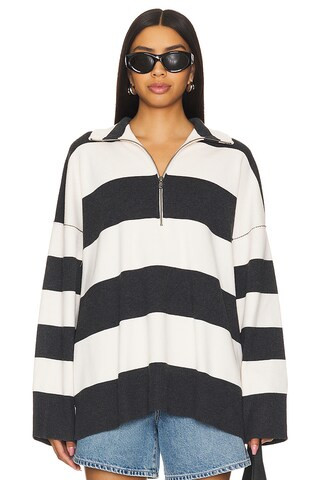 Free People Coastal Stripe Pullover in Carbon Champagne from Revolve.com | Revolve Clothing (Global)