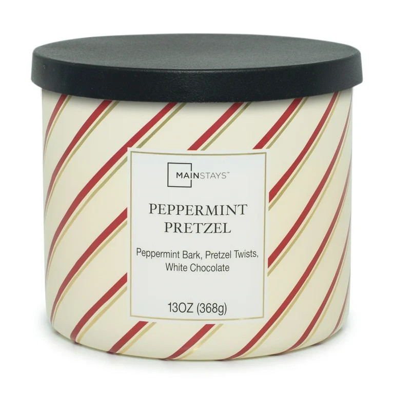 Mainstays 13oz 3-Wick Jar Candle, Peppermint Pretzel | Walmart (US)