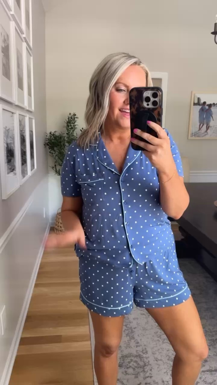 These pajamas are dangerously soft! The blue polka dots feel so classic, and the fit is lightweight and comfy without looking sloppy. Perfect for slow mornings, movie nights, or tossing in your suitcase for summer trips.

pajama set, cute pajamas, soft lounge set, summer pajamas, matching pajama set, comfy loungewear, blue polka dot pajamas, travel outfit, cozy girl essentials, lightweight pajamas, amazon pajamas, sleepwear set, lovelylifestyling

#LTKHome #LTKmorningroutine #LTKootd