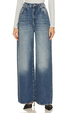 GRLFRND Chloe Super High Rise Pleated Wide Leg in South Bay from Revolve.com | Revolve Clothing (Global)