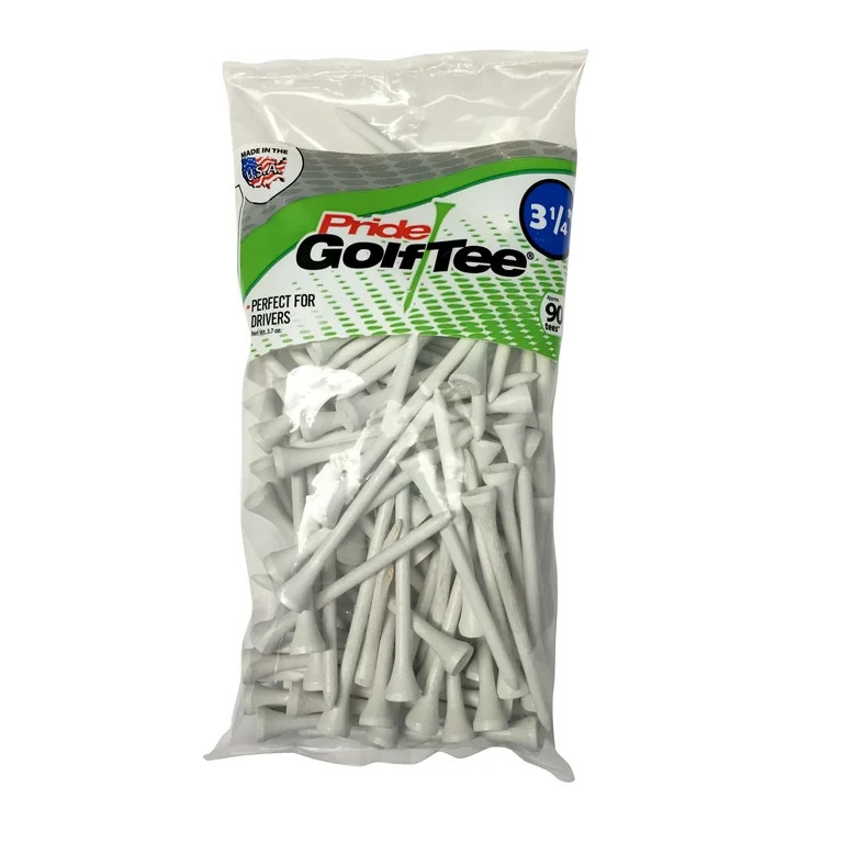 Pride Wood Golf Tee 3-1/4" White – 90 Count Durable Hardwood Tees for Consistent Launch and Sup... | Walmart (US)