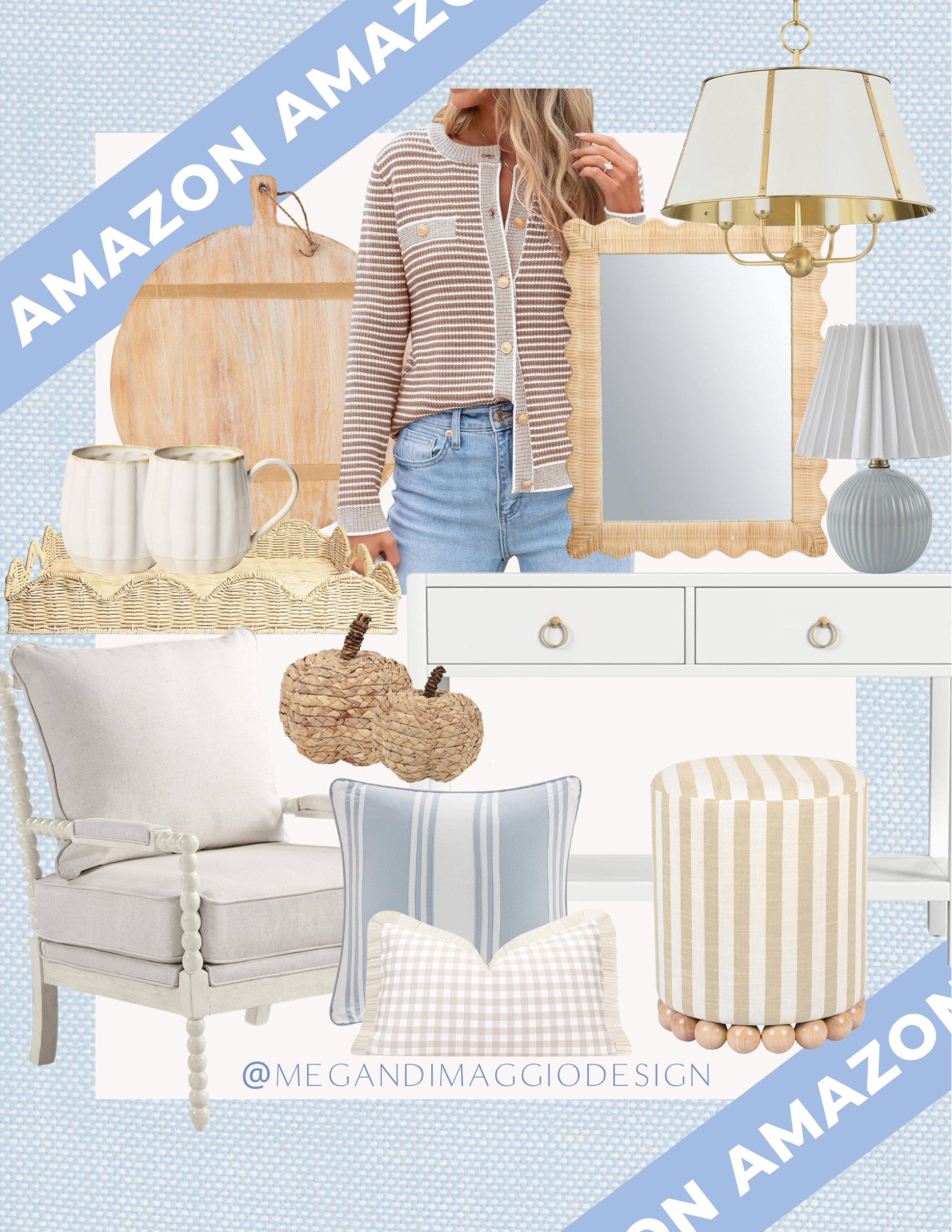 New blue and white coastal Amazon home finds!! Love this large charcuterie board and pretty pumpkin mugs! 😍 Plus these pillows are perfect to transition from Summer to Fall! And how adorable is this new pleated shade lamp and striped cardigan?!

#LTKSeasonal #LTKFindsUnder50 #LTKHome