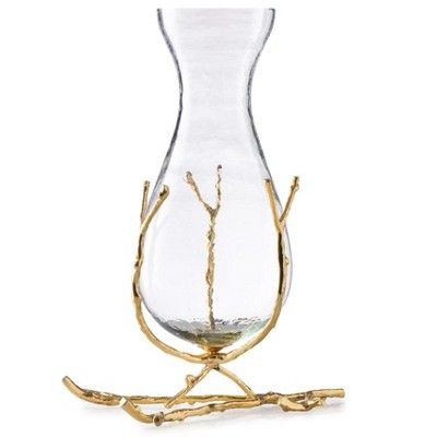 Classic Touch 11" Glass Vase with Gold Twig Base | Target