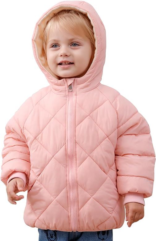 RAISEVERN Baby Girls Boys Winter Coat Toddler Puffer Jacket Fleece Zipper Hooded with Pockets 12 ... | Amazon (US)