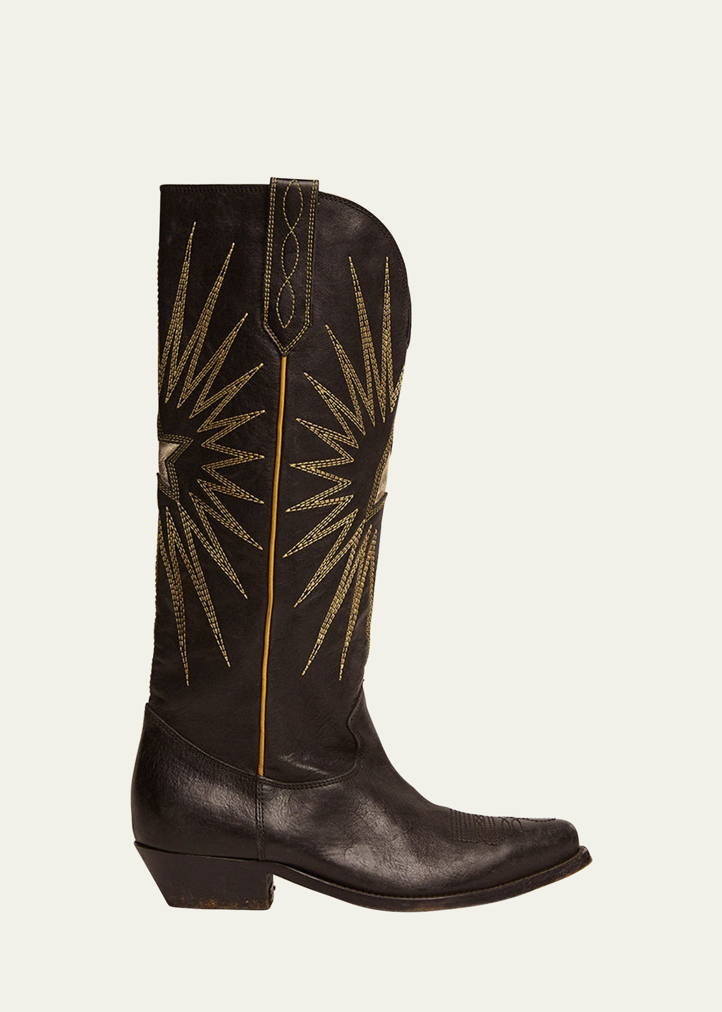 Golden Goose Wish Star Embroidered Leather Western Boots | Bergdorf Goodman