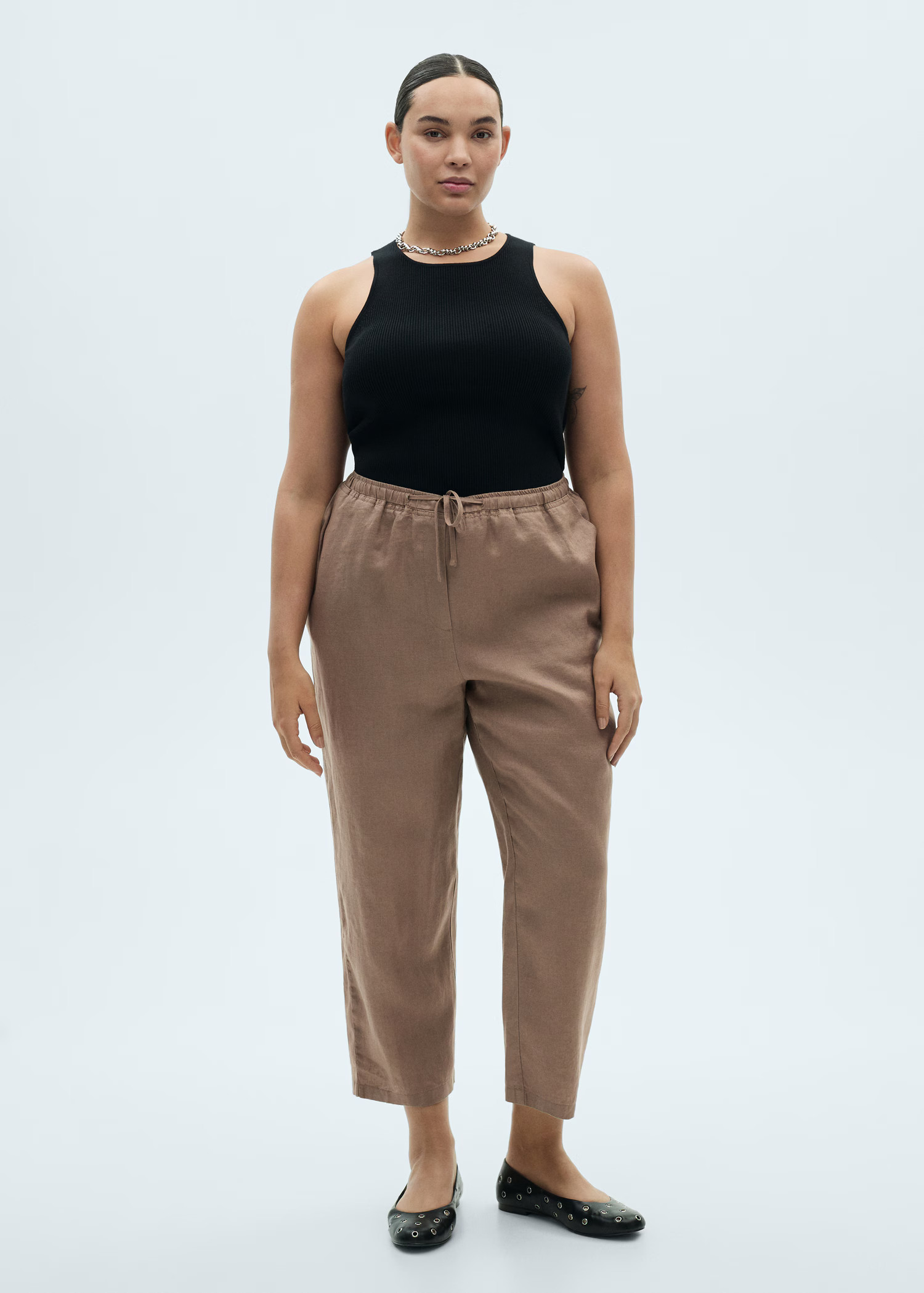 Straight cropped linen trousers - Women | MANGO United Kingdom | MANGO (UK)