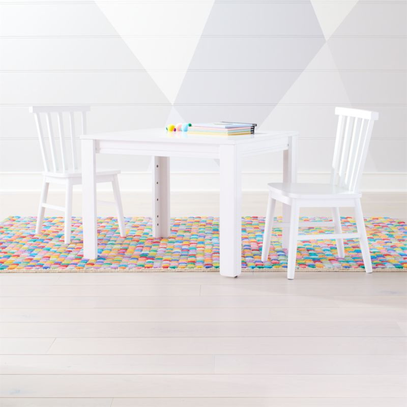 Small Adjustable White Kids Table and Shore Kids Chairs Set | Crate & Barrel
