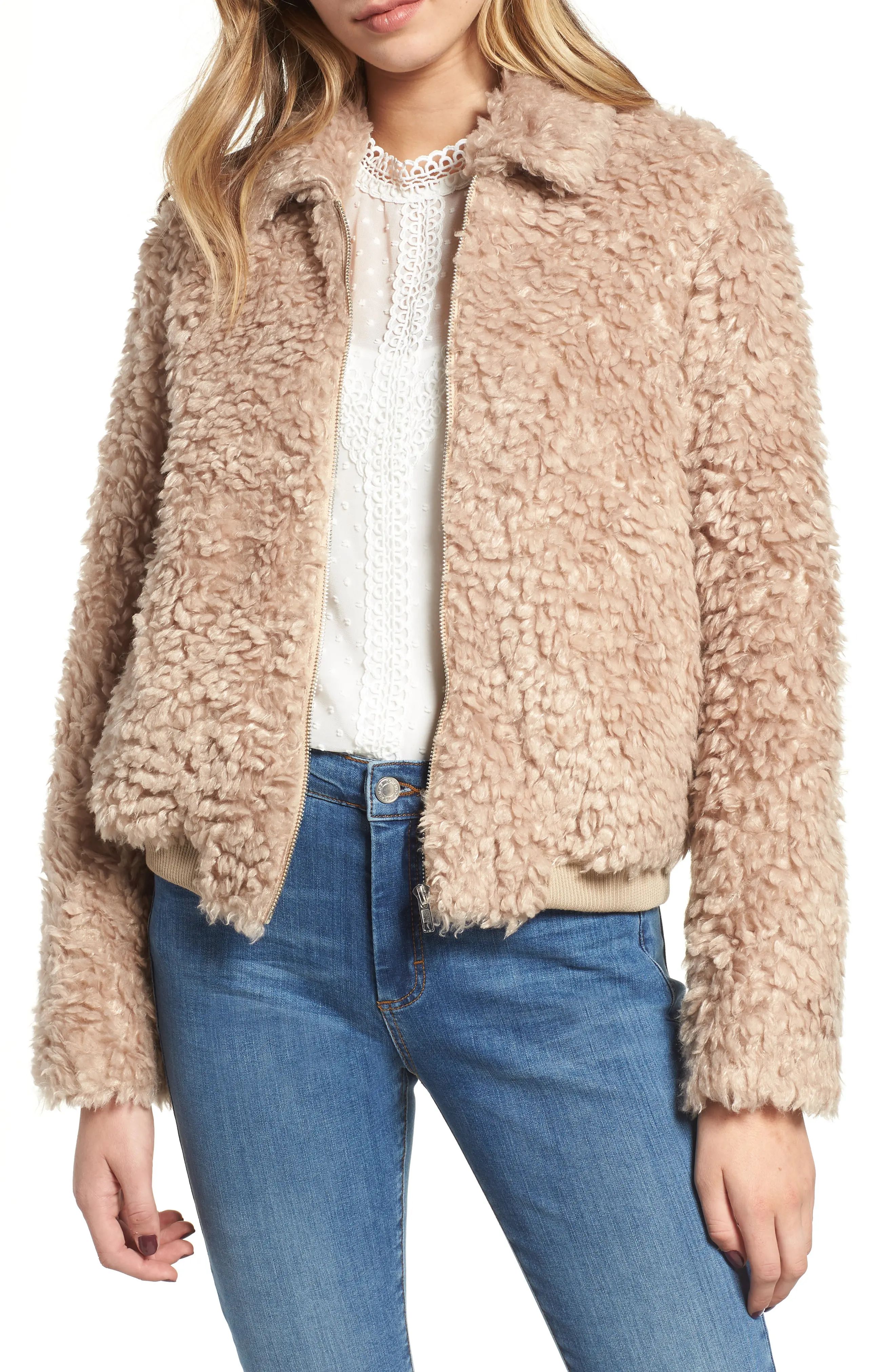 Endless Rose Teddy Bear Faux Fur Jacket | Nordstrom