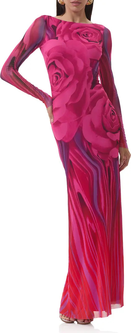 Talmo Long Sleeve Open Back Mesh Dress | Nordstrom