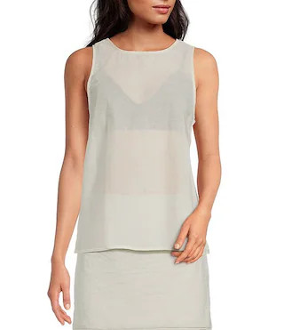 Camille Round Neck Sleeveless Sheer Coordinating Top | Dillard's