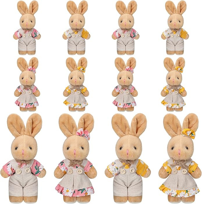Skylety 12 Pcs Mini Easter Bunny Stuffed Animal Bulk Adopt a Bunny Party Favor Small Couple Rabbi... | Amazon (US)