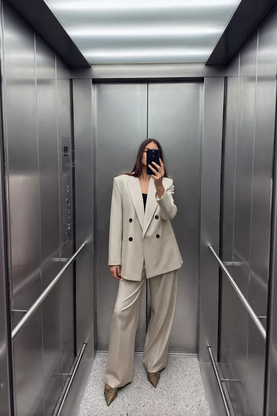 DOUBLE-BREASTED BLAZER WITH ELBOW PATCHES | Zara UK