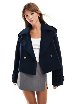 ASOS DESIGN cropped formal trench coat in navy | ASOS (Global)