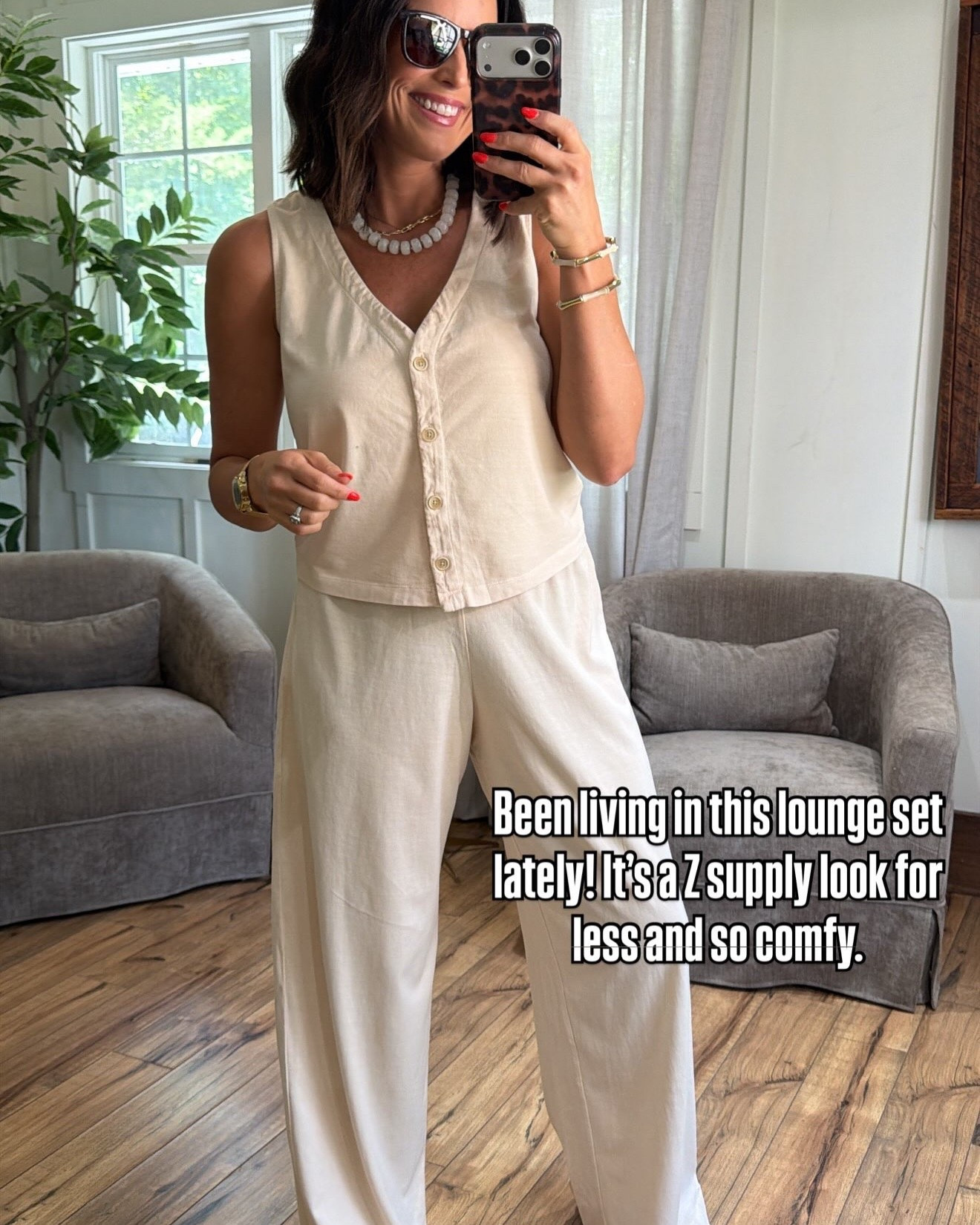 Been living in this lounge set lately. It gives major Z Supply vibes for less and is so comfortable without sacrificing style.

Wearing an XS in both the top and pants.
5’3” for reference.

#TargetStyle #TargetFinds #TargetFashion #LoungeSet #NeutralStyle #EverydayStyle #AffordableFashion #ComfyStyle #CapsuleWardrobe #LTKStyle