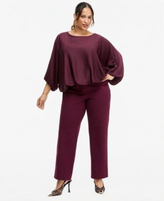 I.n.c. International Concepts Plus Size INCredible Stretch Straight High-Rise Pull-On Pants, Macy's Exclusive - Deep Black | Macy's