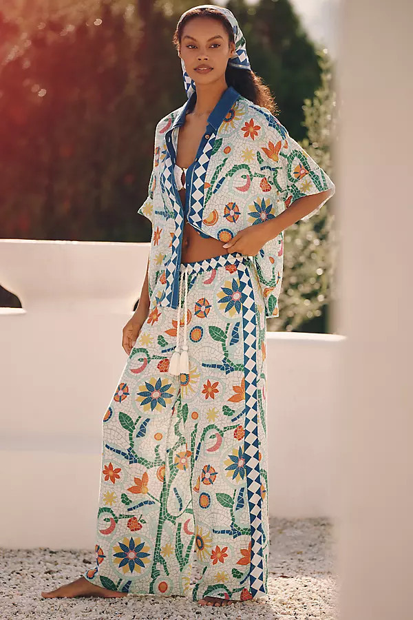 Linen Wide-Leg Pull-On Pants | Anthropologie (US)